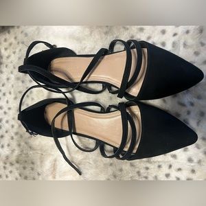 Black strappy flats